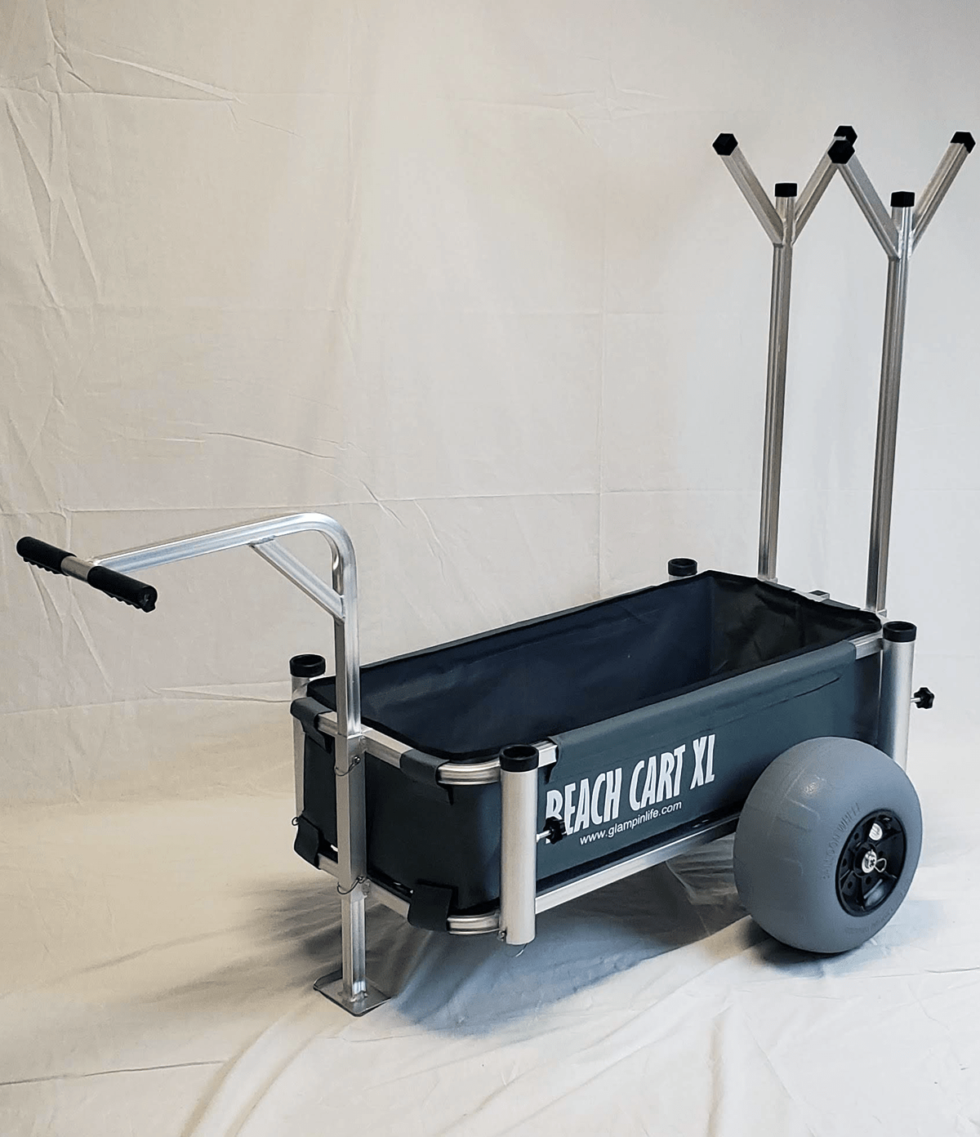 Beach Cart XL Beach Cart with Balloon Wheels, Chair Racks, Umbrella