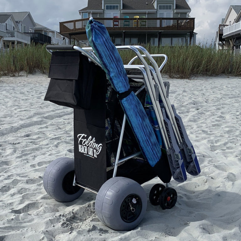 Folding Beach Cart XL Balloon Wheels Soft Sand 5 768x768 