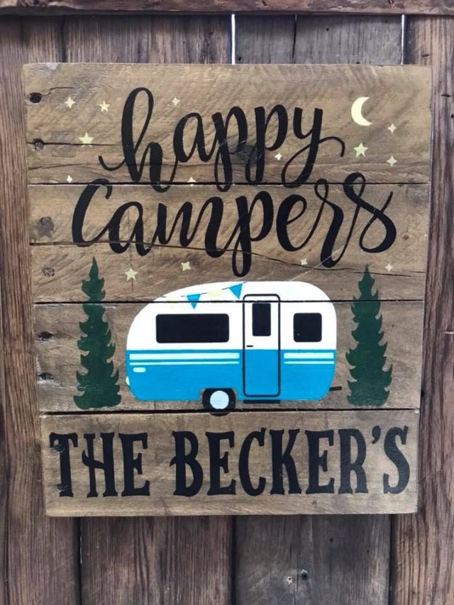 colorful camping sign