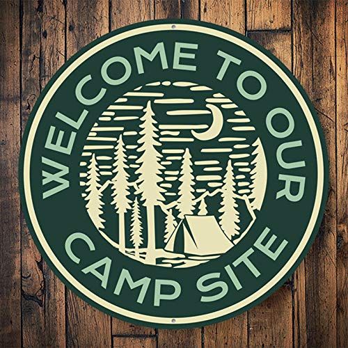 a circle stamp campsite sign