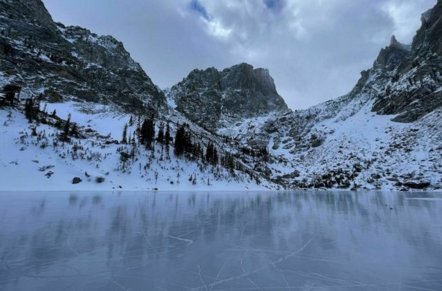 winter hiking trail emerald lake