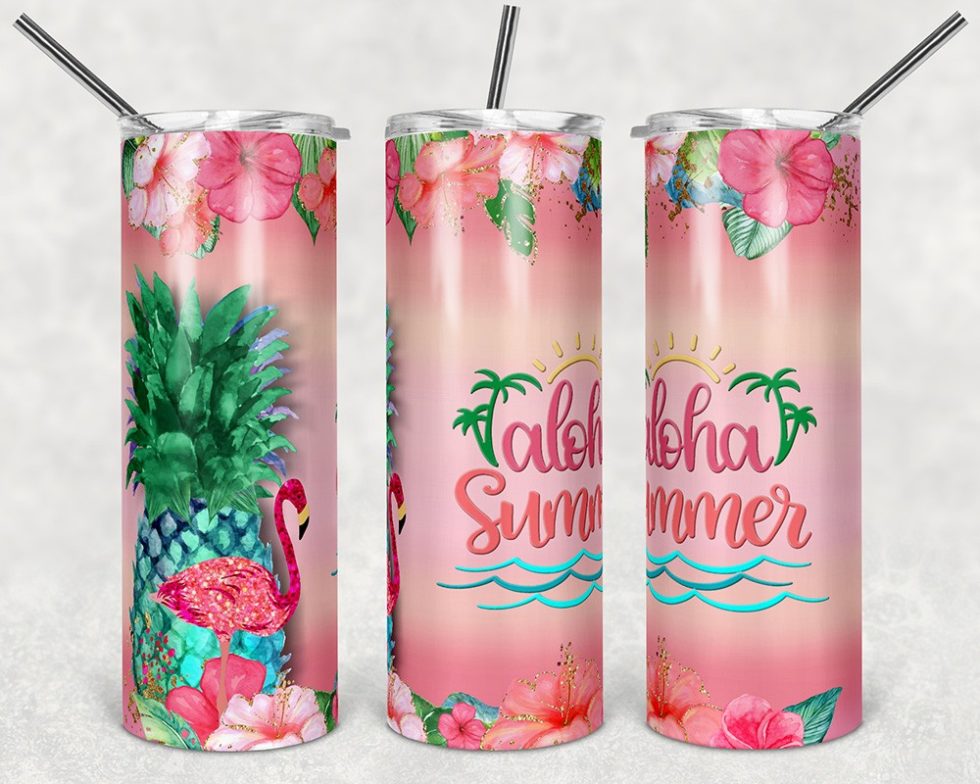 Aloha Summer Flamingo Pineapple Tumbler