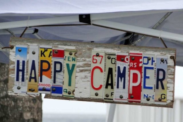 license plate fun camp sign