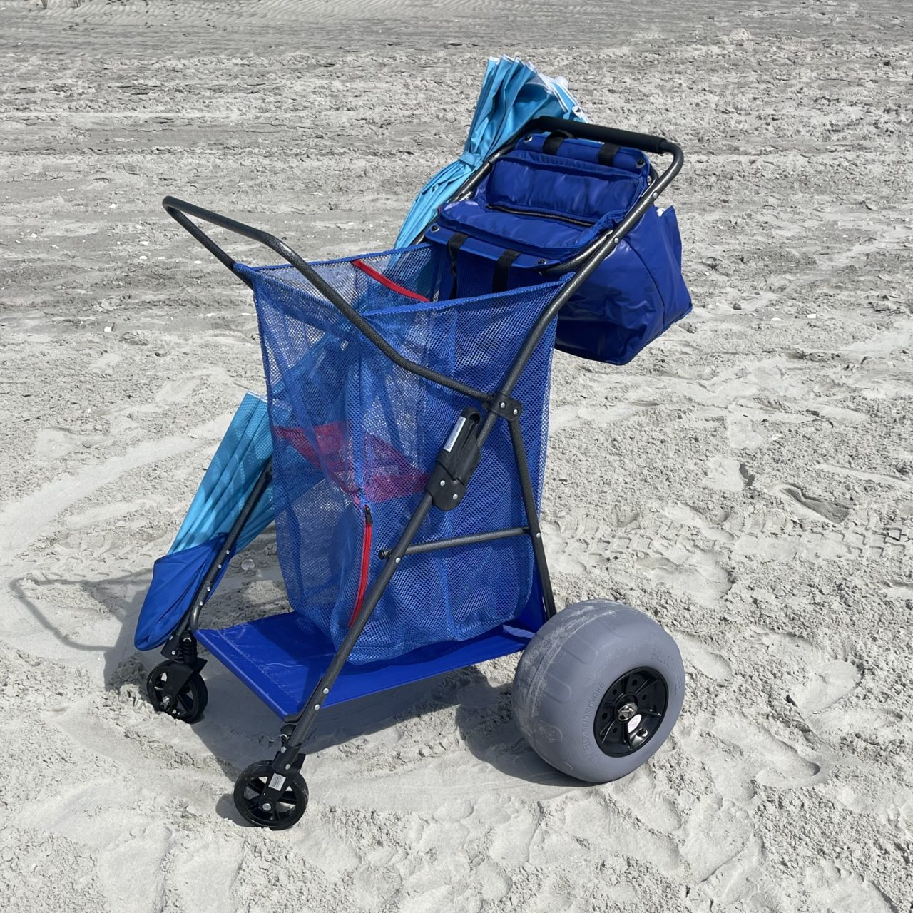 Beach Carts with Balloon Wheels - Chair Racks, Built-in Umbrella