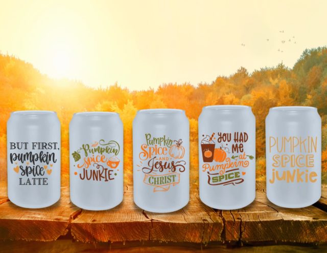 pumpkin spice beer can glass graphic