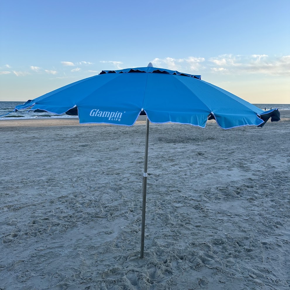 7.5 ft Beach Umbrella - Heavy Duty Stainless Extra Tall Height